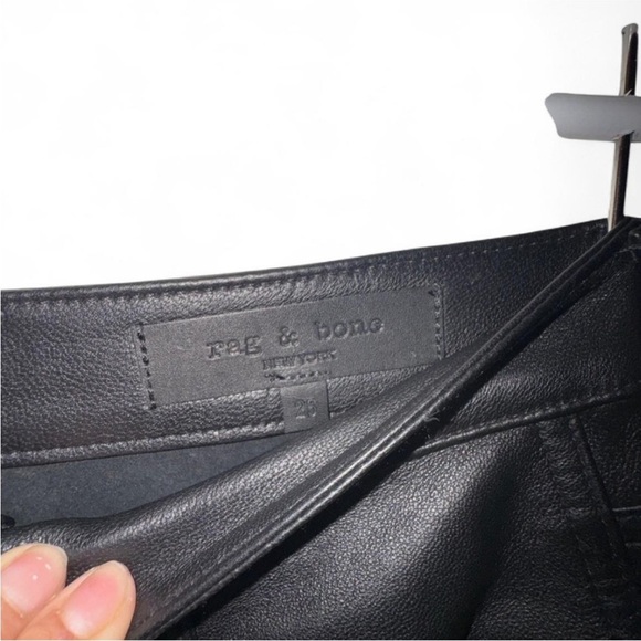 Rag & Bone Black A-line lambskin leather Mini Skirt size 25 - Picture 3 of 5